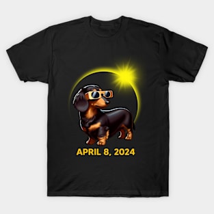 Dachshund Dog Solar Eclipse Glasses 2024 Doxie Lover T-Shirt